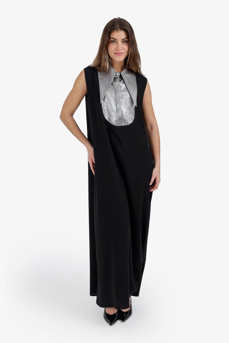 Carina Contrast-Collar Maxi Dress - Image 1